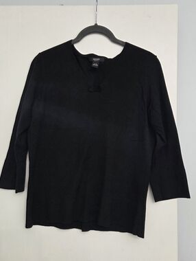 Alfani Black V-Neck Long Sleeve Knit Pullover